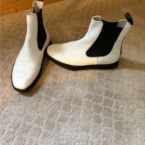 White and Black Ankle Boots